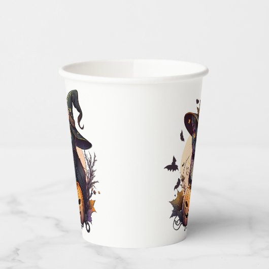 Hexenkatze zu Halloween Pappbecher (Links)