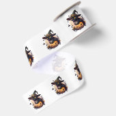 Hexenkatze zu Halloween Satinband (Rückseite)