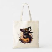 Hexenkatze zu Halloween Tragetasche (Rückseite)