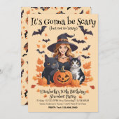 Hexenkatzen Bats & Pumpkins Einladung (Vorne/Hinten)