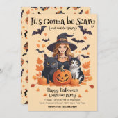 Hexenkatzen Bats & Pumpkins Einladung (Vorne/Hinten)