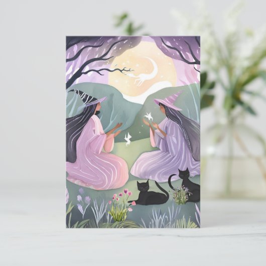 Hexenkatzen Dankeskarte (Stehend Vorderseite)