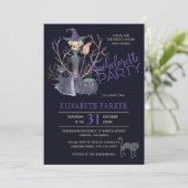 Hexenkatzen Halloween-Brautparty-Party Einladung (Stehend Vorderseite)