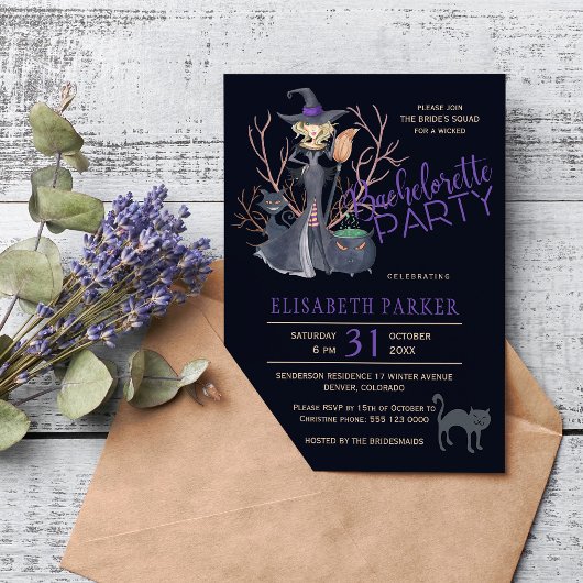 Hexenkatzen Halloween-Brautparty-Party Einladung