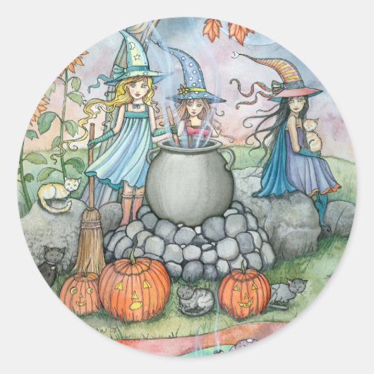 Hexenkatzen Halloween Stickers von Molly Harrison (Vorderseite)