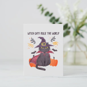Hexenkatzen regieren die Welt - Schwarze Katze Postkarte