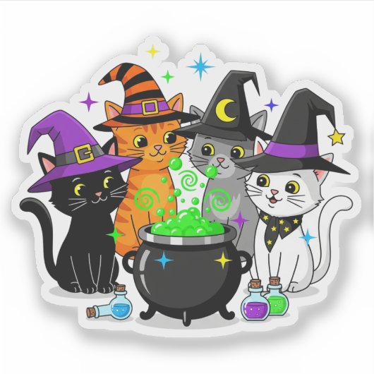 Hexenkatzer Halloween Vinyl Sticker (Vorderseite)