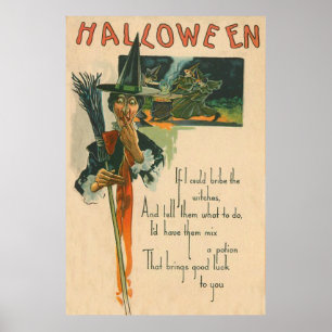Hexenkessel Besen Nacht Hexerei Poster