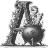Hexenkessel Cauldron Hexchy Letter A Custom Initia Aufkleber (Vorderseite)