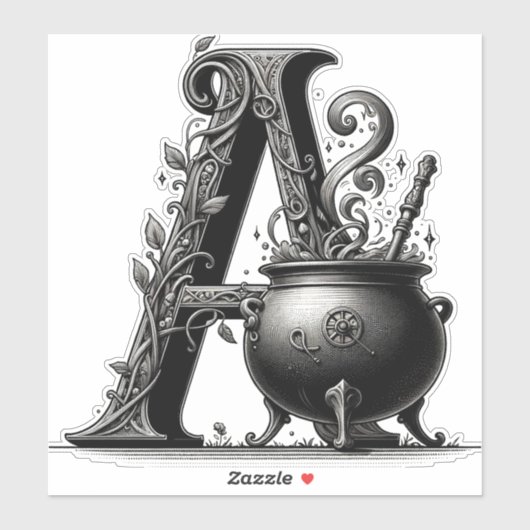 Hexenkessel Cauldron Hexchy Letter A Custom Initia Aufkleber (Blatt)