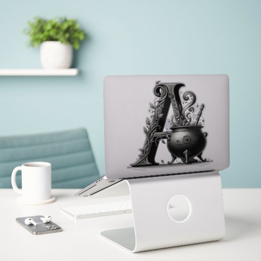 Hexenkessel Cauldron Hexchy Letter A Custom Initia Aufkleber (Laptop auf Schreibtisch)