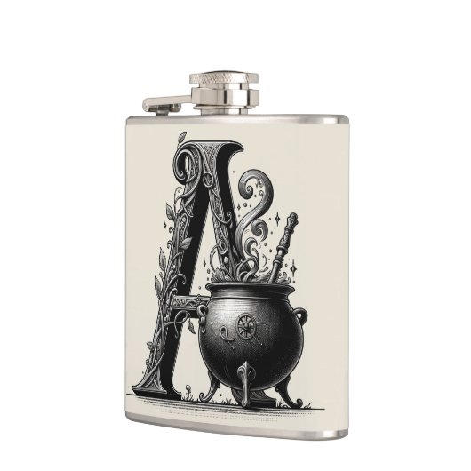 Hexenkessel Cauldron Hexchy Letter A Custom Initia Flachmann (Links)