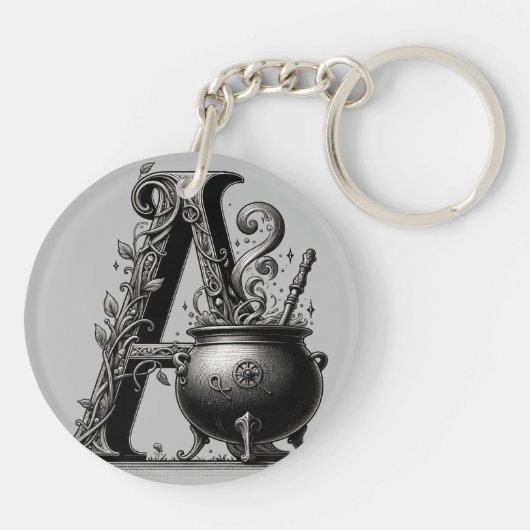 Hexenkessel Cauldron Hexchy Letter A Custom Initia Schlüsselanhänger (Rückseite)