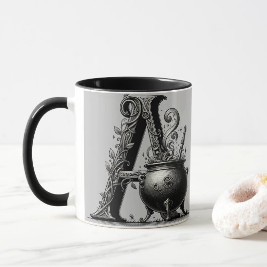 Hexenkessel Cauldron Hexchy Letter A Custom Initia Tasse (Mit Donut)