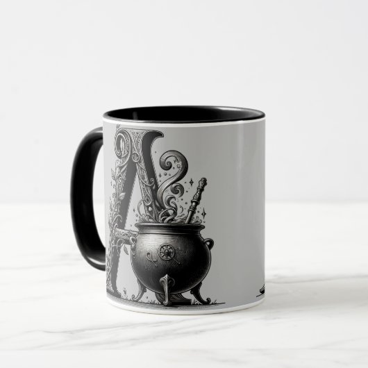 Hexenkessel Cauldron Hexchy Letter A Custom Initia Tasse (Vorderseite Links)
