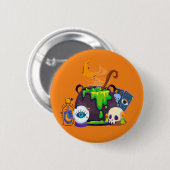 Hexenkessel Cauldron Kochtöpfe unter dem Mondlicht Button (Vorne & Hinten)