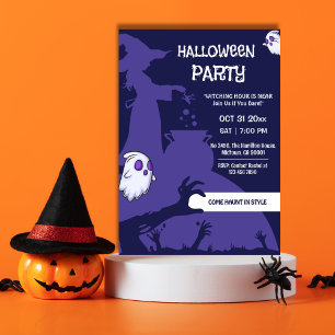 Hexenkessel gruselige Hände Lila Halloween-Party Einladung