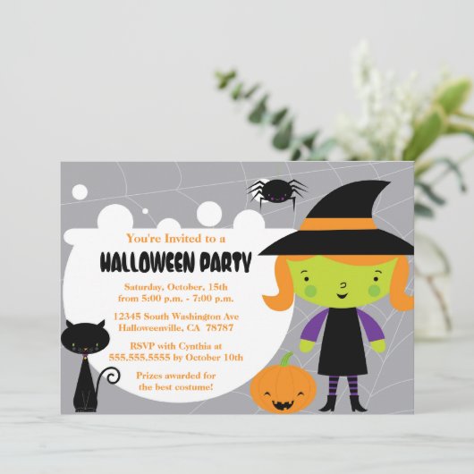 Hexenkessel Halloween Party Einladung (Stehend Vorderseite)