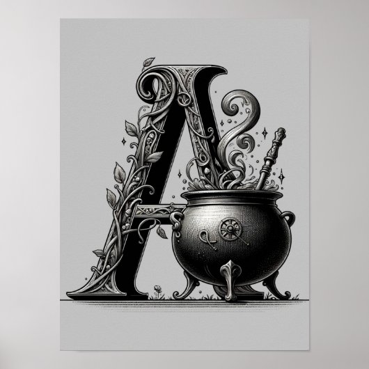 Hexenkessel Hexenartiger Buchstabe A Benutzerdefin Poster (Vorne)