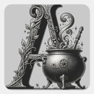 Hexenkessel Hexenartiger Buchstabe A Benutzerdefin Quadratischer Aufkleber