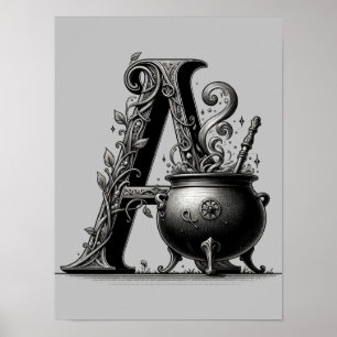 Hexenkessel Hexenbuchstabe A Benutzerdefinierte In Poster
