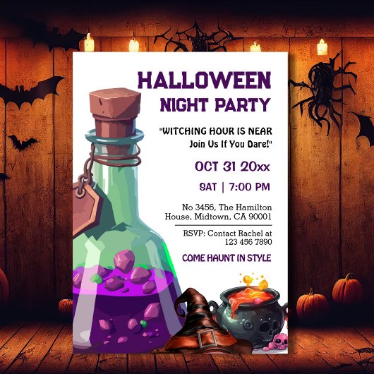 Hexenkessel Zaubertrank, Schädel Halloween Einladung