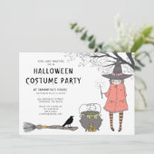 Hexenkid-Party Einladung zu Halloween (Stehend Vorderseite)