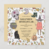 Hexenkids Halloween-Party Einladung (Vorne/Hinten)