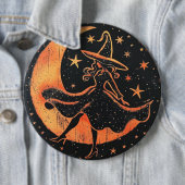 Hexenknopf in orangefarbenem und schwarzem Mond un Button (Beispiel)