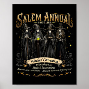 Hexenkonvent Halloween Vintage Mädchen Salem A Poster