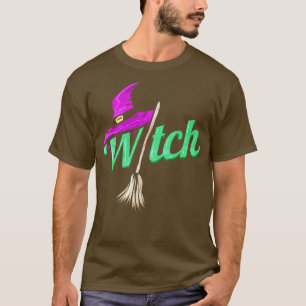 Hexenkostüm mit Hut und Broom zu Halloween T-Shirt