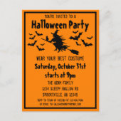 Hexenkostüm-Party Einladungspostkarte (Vorderseite)