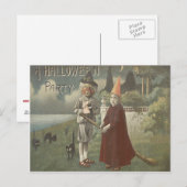 Hexenkostüm-Trick oder Behandlung der schwarzen Ka Postkarte (Vorne/Hinten)