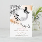 Hexenkostüme & Cocktail Moon Halloween Einladung (Stehend Vorderseite)