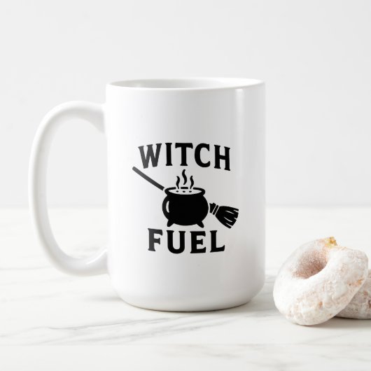 Hexenkraftstoff-Tasse - Funny Halloween Coffee Cup Kaffeetasse (Mit Donut)