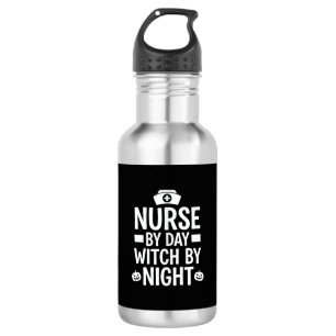 Hexenkrankenschwester Halloween-Vektordesign_1 Edelstahlflasche