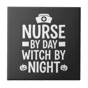Hexenkrankenschwester Halloween-Vektordesign_1 Fliese