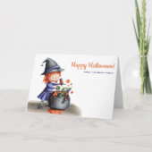 Hexenkraut und Frosch in Cauldron Halloween Karte (Vorderseite)