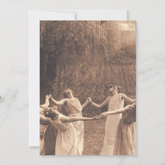 Hexenkreis Vintag tanzende Frauen Einladung (Vorderseite)