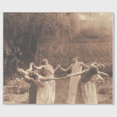 Hexenkreis Vintag tanzende Frauen Geschenkpapier (Flach)