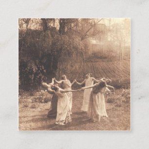 Hexenkreis Vintage Frauen tanzen Quadratische Visitenkarte