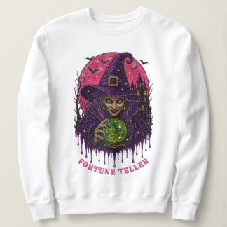Hexenkristallkugel Lila Hut Rhinestone Perlen Sweatshirt