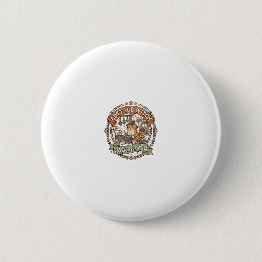 Hexenküche Cottage Witch Kitchen Katze Cottage Wit Button (Vorderseite)