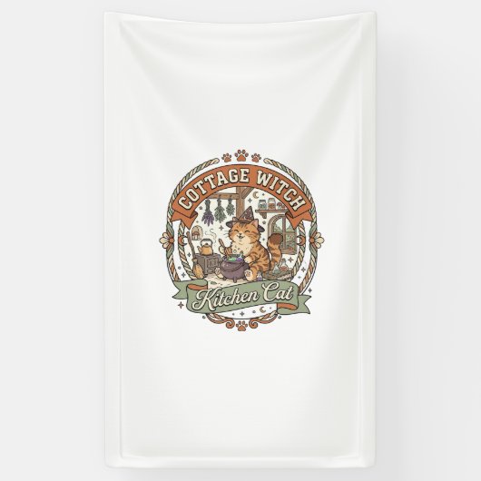 Hexenküche Cottage Witch Küche Katze Cottage Witch Banner (Vertikal)