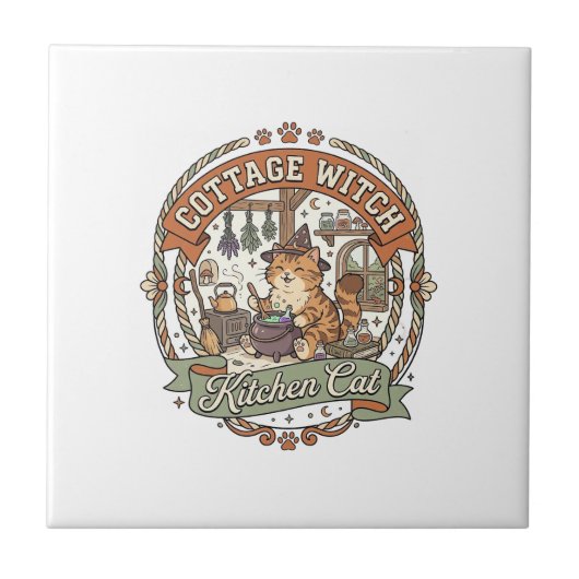 Hexenküche Cottage Witch Küche Katze Cottage Witch Fliese (Vorderseite)