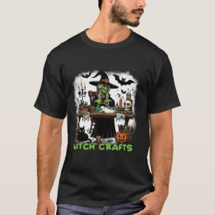 Hexenkunst Halloween Spooky Cat Pumpkin Funny Cr T-Shirt