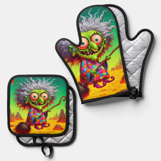 Hexenkunst Ofenhandschuh & Topflappen-Set (Vorderseite/Rückseite)
