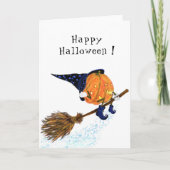 Hexenkürbis Flying Funny Halloween Card Karte (Vorderseite)