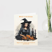 Hexenkürbis Pie Kitchen Halloween Card der 50er Ja