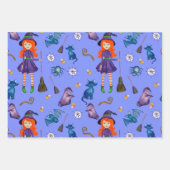 Hexenkürbis Schwarze Katze Design Perfektes Hallow Geschenkpapier Set (Vorderseite)